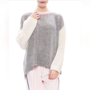 Xirena Vail Apres Color Block Knit Ski Sweater Gray Pink Cream Alpaca Wool sz S